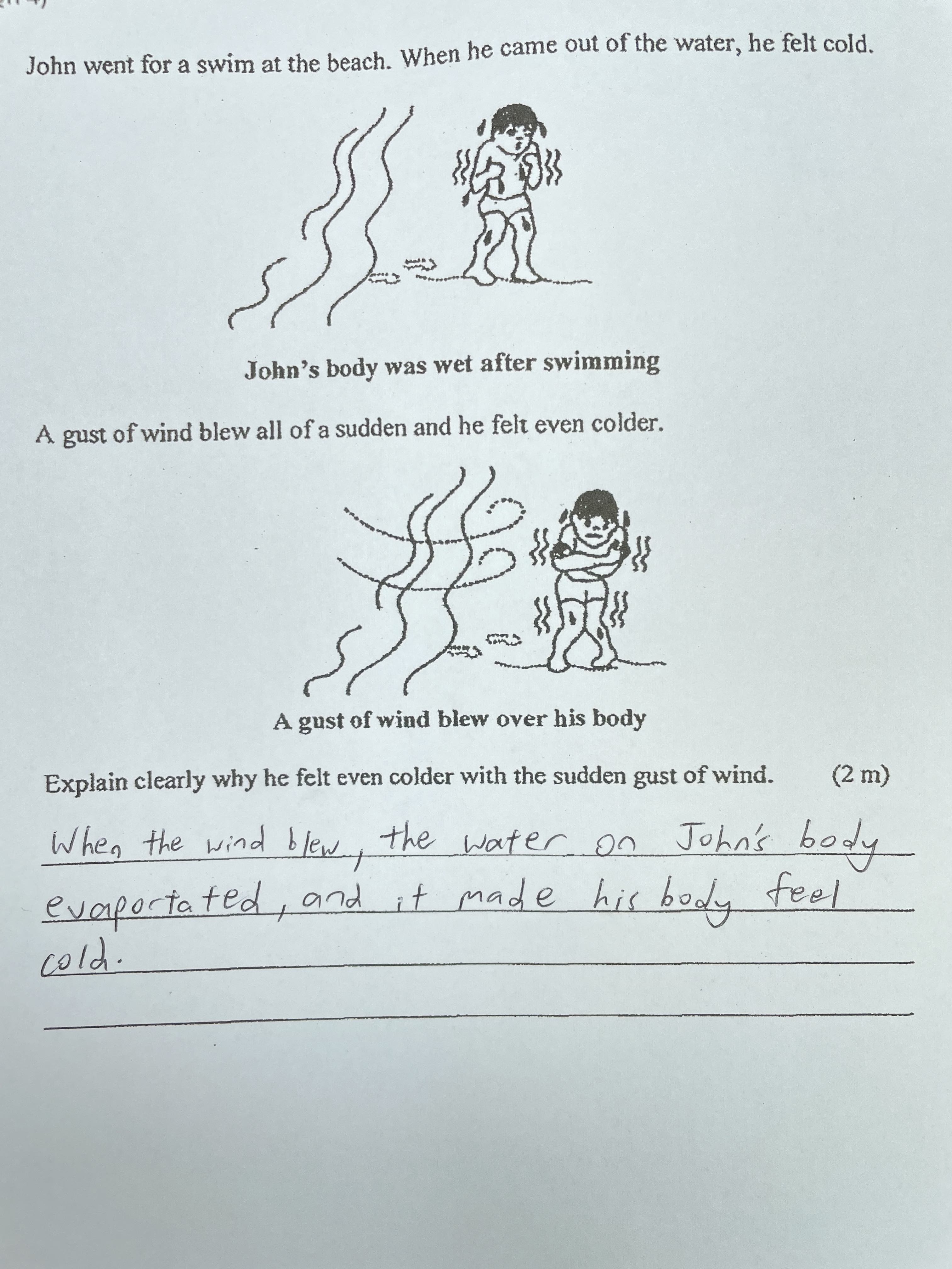 Student handwritten answer example 1