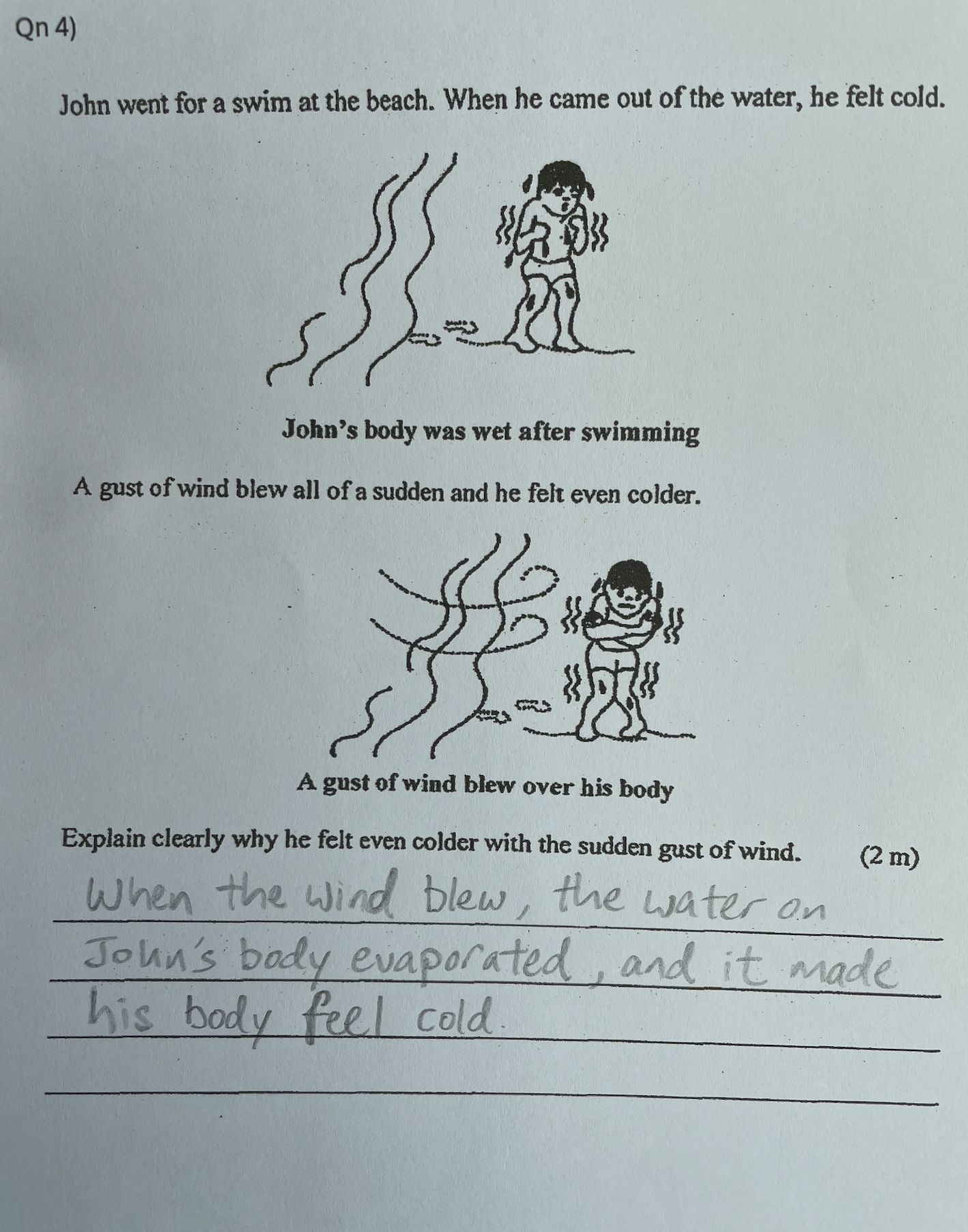 Student handwritten answer example 1