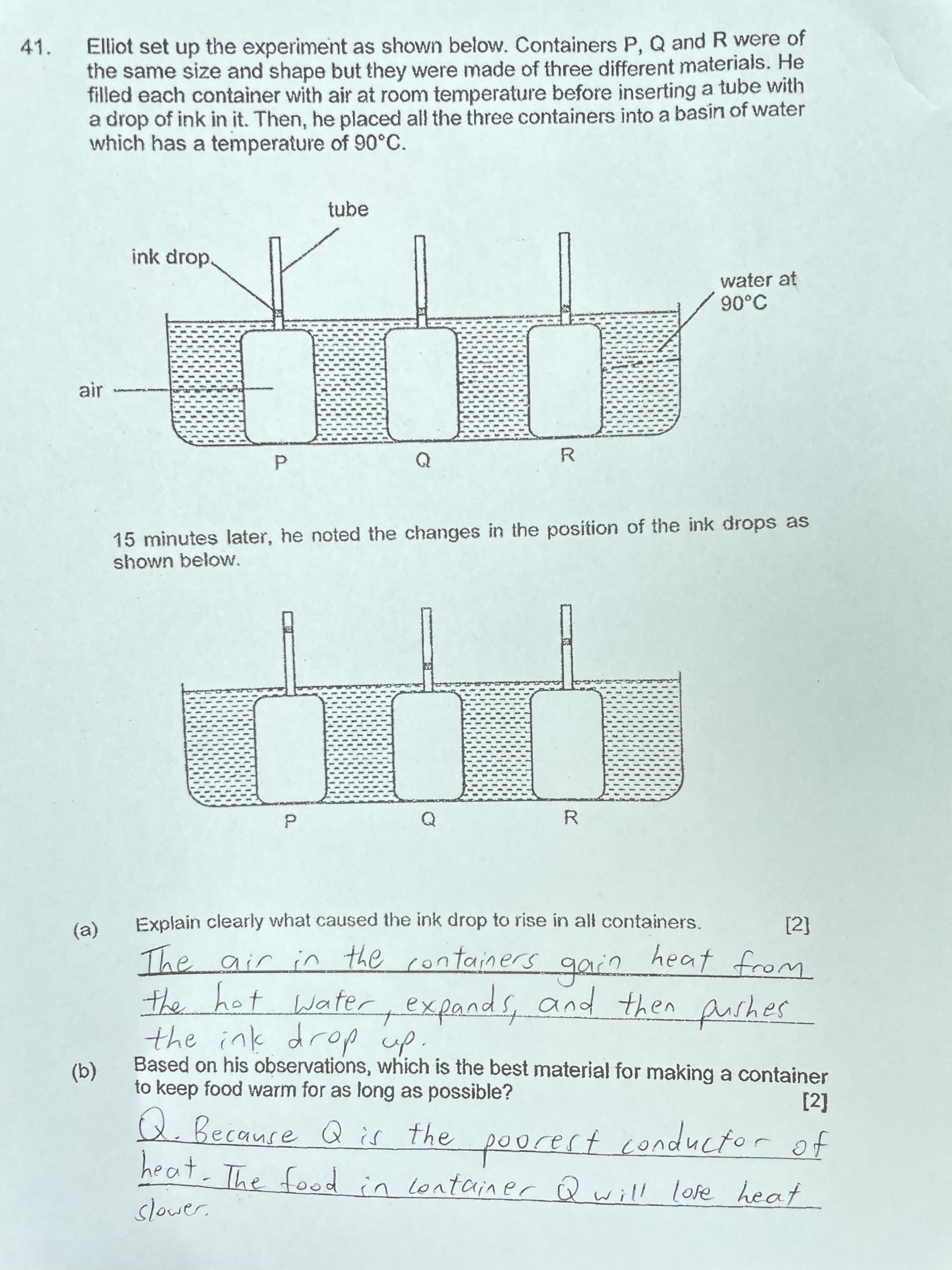 Student handwritten answer example 2