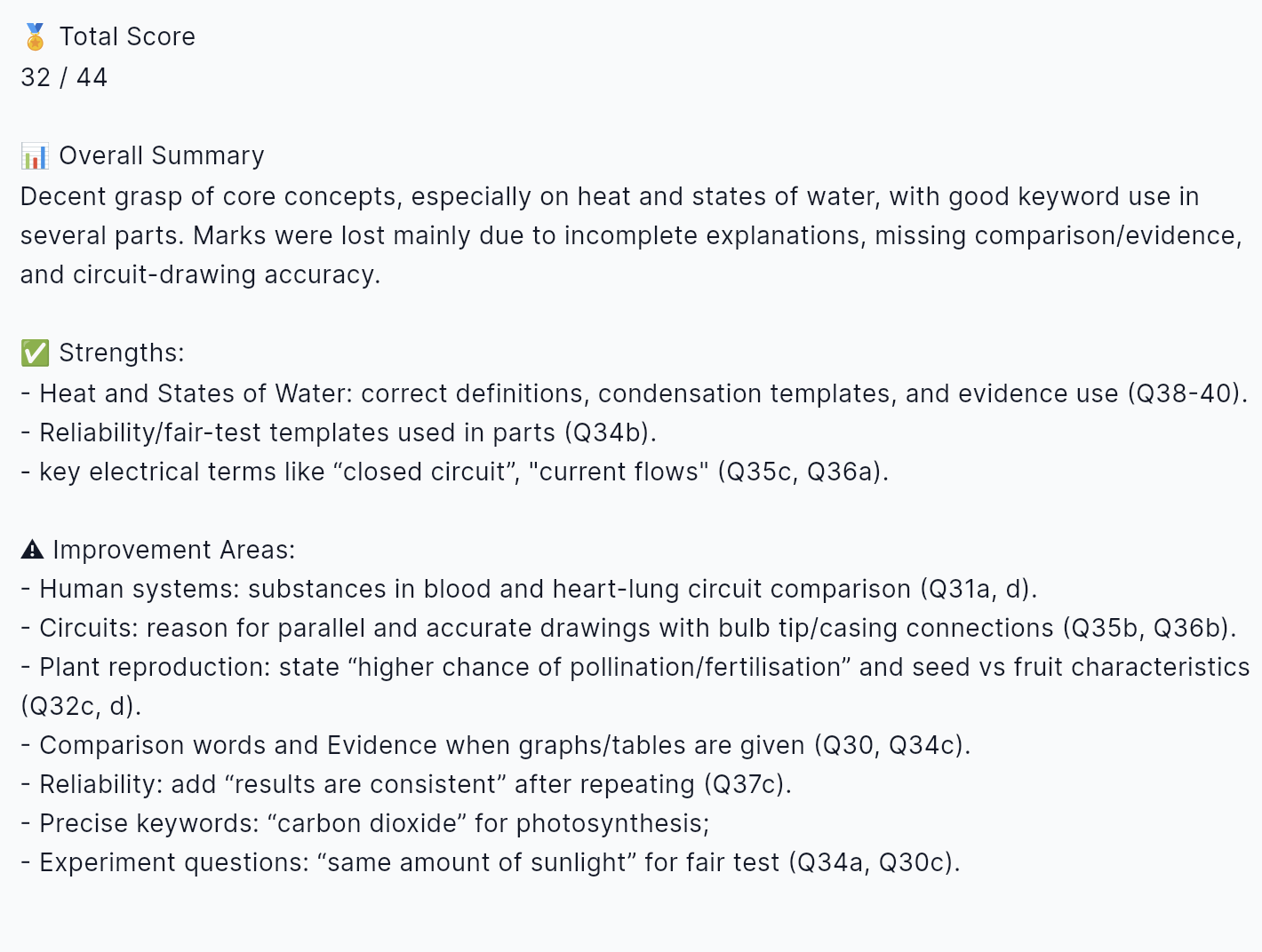 ScienceSmart summary report